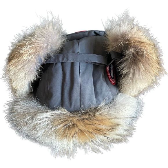Canada Goose Hat Aviator Genuine Coyote Fur Trim Graphite Size L/XL - Picture 7 of 11